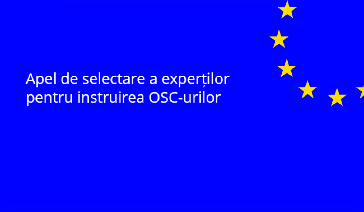 Institutul pentru Politici și Reforme Europene (IPRE) lansează un apel de selectare a patru experți pentru a sprijini consolidarea capacităților, dezvoltarea setului de instrumente și mentoratul organizațiilor societății civile (OSC) în domeniul reformei afacerilor interne și aderării la UE (Capitolul 24), în cadrul proiectului „Consolidarea organizațiilor societății civile din Republica Moldova pentru a avansa reformele afacerilor interne și integrarea în UE prin implicarea Ministerului Afacerilor Interne”, finanțat de Comisia Europeană și OIM Moldova.